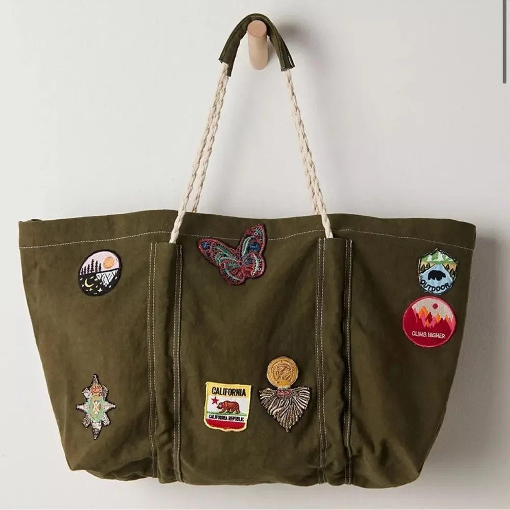 NWOT Free People Been There Badge Tote Bag
